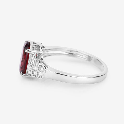 2.87 Carat Rhodolite and Diamond 14K White Gold Engagement Ring