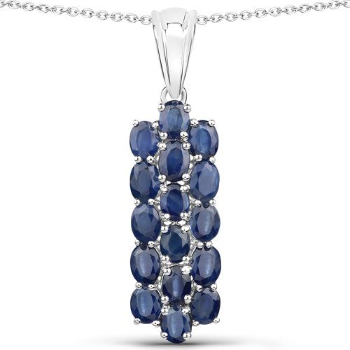 Conjunto de Joyería de Zafiro Azul Genuino de 10.40 Quilates en Plata de Ley