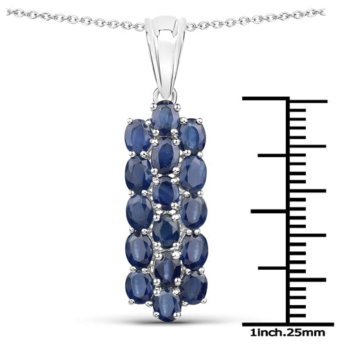 Conjunto de Joyería de Zafiro Azul Genuino de 10.40 Quilates en Plata de Ley