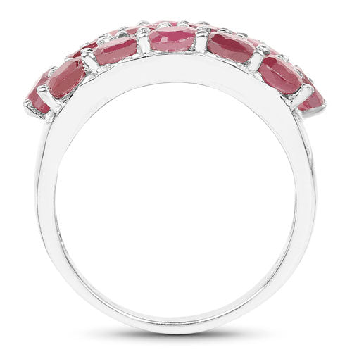 Anillo de Compromiso de Rubí Genuino de 3.52 Quilates en Plata Esterlina .925