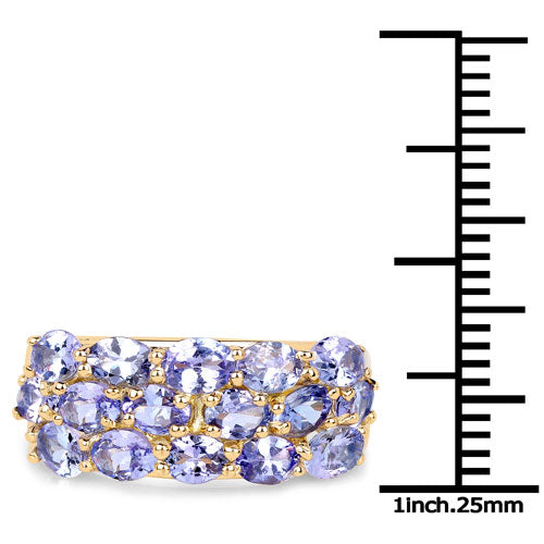 Bague de fiançailles en argent sterling avec tanzanite véritable de 2,72 carats