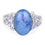 4.12 Carat Genuine Triplet Opal and Tanzanite Sterling Silver Ring