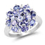 3.37 Carat Genuine Tanzanite and White Topaz Sterling Silver Ring