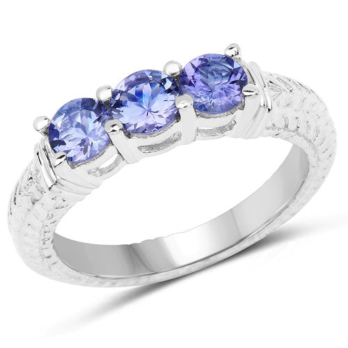 Bague en argent sterling .925 avec tanzanite véritable de 1,11 carat