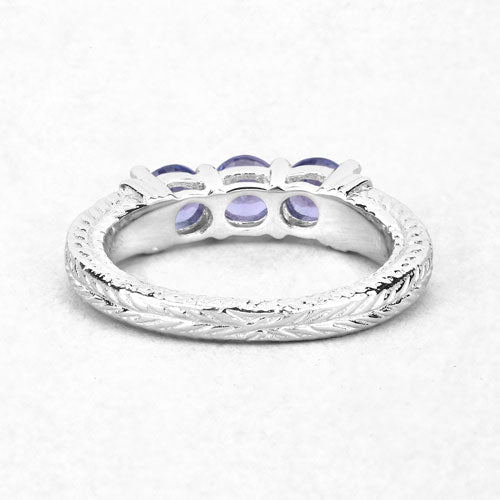 Bague en argent sterling .925 avec tanzanite véritable de 1,11 carat