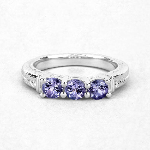 Bague en argent sterling .925 avec tanzanite véritable de 1,11 carat