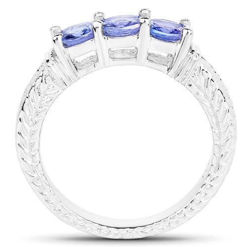 Bague en argent sterling .925 avec tanzanite véritable de 1,11 carat