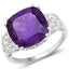 Bague de fiançailles en argent sterling avec améthyste de 5,87 carats et diamants