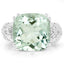 Bague en argent sterling avec améthyste verte de 5,52 carats et diamants blancs