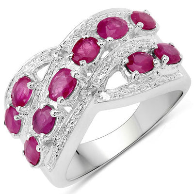 2.21 Carat Genuine Ruby and White Topaz Sterling Silver Ring