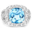 Anillo de plata esterlina con topacio azul y topacio blanco de 5.17 quilates