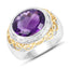Bague de fiançailles en argent sterling avec améthyste véritable de 6,92 carats