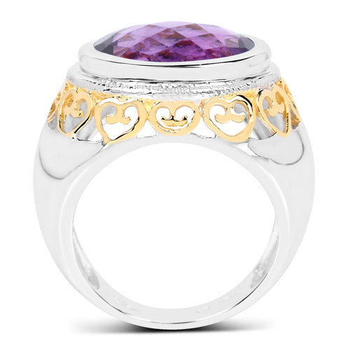 Bague de fiançailles en argent sterling avec améthyste véritable de 6,92 carats