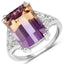 7.88 Carat Genuine Amethyst and White Topaz Sterling Silver Ring
