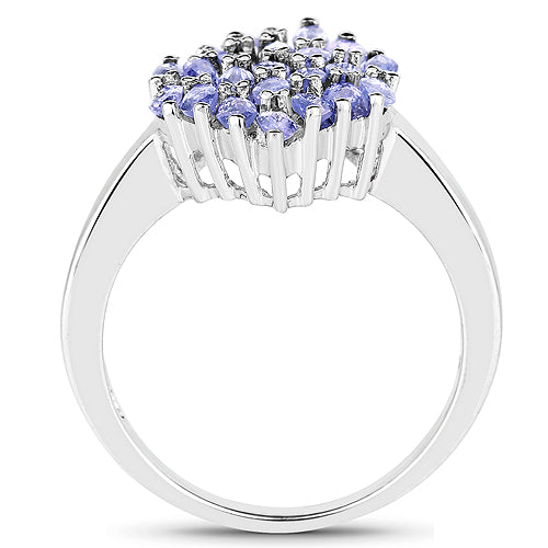 1.84 Carat Genuine Tanzanite Sterling Silver Engagement Ring