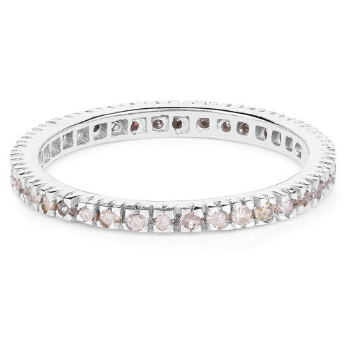 Anillo de Diamante Champagne Genuino de 0.57 Quilates en Plata Esterlina