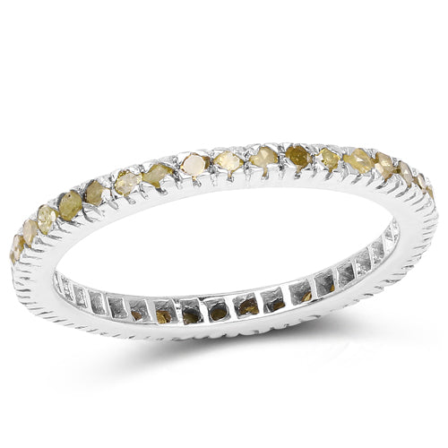 0.57 Carat Genuine Yellow Diamond Sterling Silver Engagement Ring