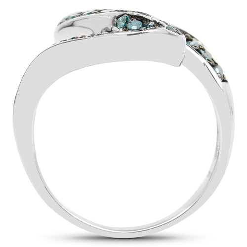 0.76 Carat Genuine Blue Diamond Sterling Silver Engagement Ring