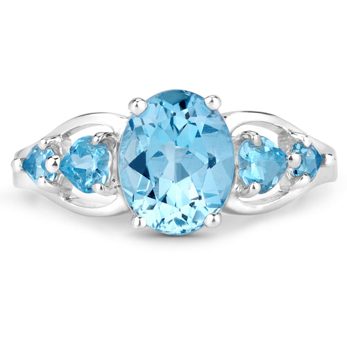 3.37 Carat Swiss Blue Topaz & Sterling Silver Engagement Ring