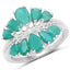 Bague de fiançailles en argent sterling .925 avec émeraude et diamant de 2,21 carats