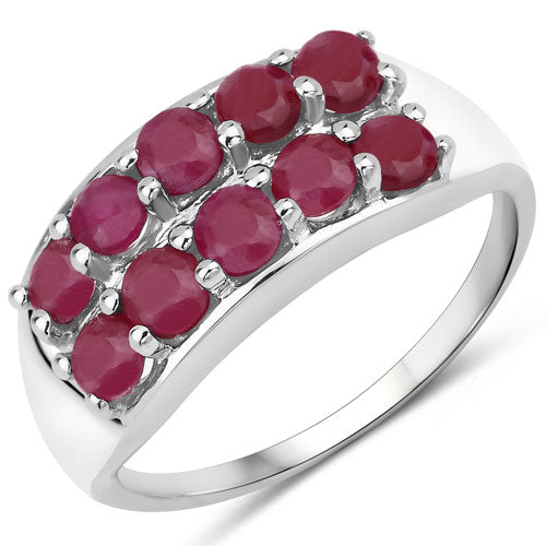 1.30 Carat Genuine Ruby .925 Sterling Silver Engagement Ring