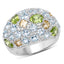 Bague en argent sterling de 11,38 carats en péridot, citrine et topaze bleue
