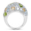 Bague en argent sterling de 11,38 carats en péridot, citrine et topaze bleue