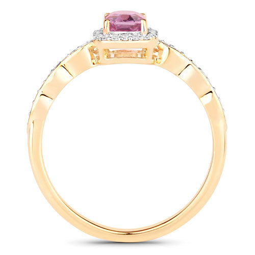 Bague en or jaune 14K avec saphir rose de 0,80 carat et diamants blancs