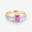 Bague en or jaune 14K avec saphir rose de 0,80 carat et diamants blancs