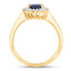 1.73 Carat Blue Sapphire and Diamond Halo Ring in 14K Gold