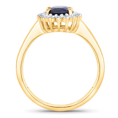 1.73 Carat Blue Sapphire and Diamond Halo Ring in 14K Gold