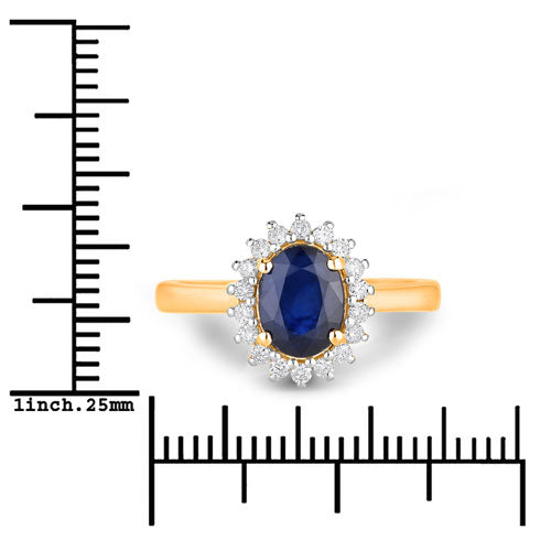 1.73 Carat Blue Sapphire and Diamond Halo Ring in 14K Gold