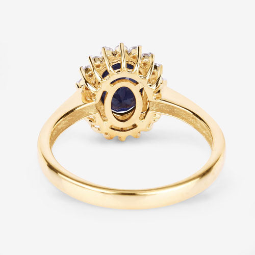 1.73 Carat Blue Sapphire and Diamond Halo Ring in 14K Gold