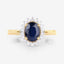 1.73 Carat Blue Sapphire and Diamond Halo Ring in 14K Gold