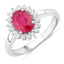 1.64 Carat Ruby and Diamond 14K White Gold Engagement Ring