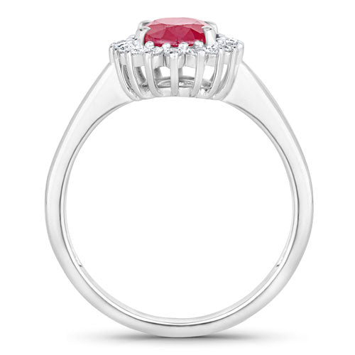 1.64 Carat Ruby and Diamond 14K White Gold Engagement Ring