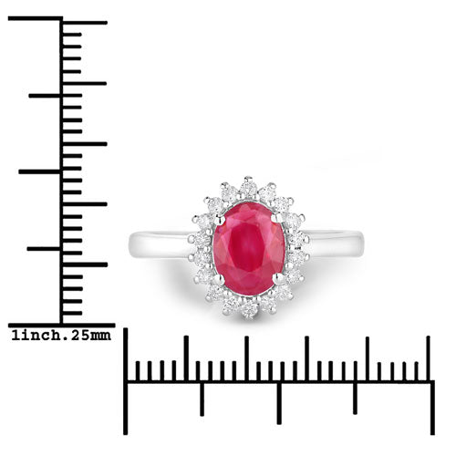 1.64 Carat Ruby and Diamond 14K White Gold Engagement Ring