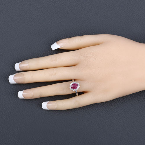 1.64 Carat Ruby and Diamond 14K White Gold Engagement Ring