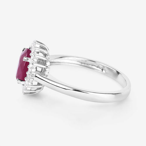 1.64 Carat Ruby and Diamond 14K White Gold Engagement Ring