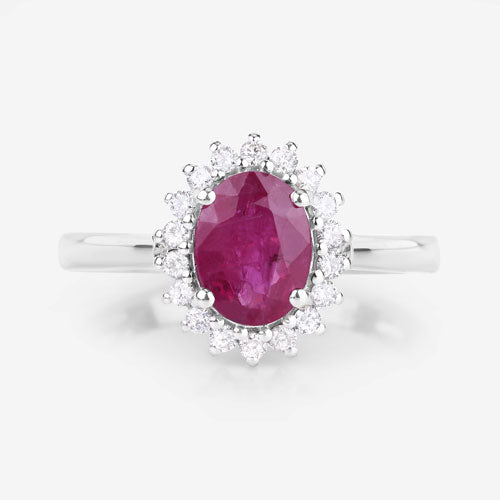 1.64 Carat Ruby and Diamond 14K White Gold Engagement Ring