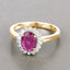 Anillo Halo de Rubí y Diamantes de 1.64 Quilates en Oro Amarillo de 14K