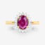 Anillo Halo de Rubí y Diamantes de 1.64 Quilates en Oro Amarillo de 14K