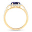 Bague en or jaune 14K avec iolite de 1,79 carat et diamants blancs