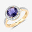 Bague en or jaune 14K avec iolite de 1,79 carat et diamants blancs