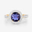 Bague en or jaune 14K avec iolite de 1,79 carat et diamants blancs