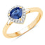 Bague de fiançailles en saphir bleu et diamant de 0,73 carat en or jaune 14K