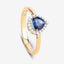 Bague de fiançailles en saphir bleu et diamant de 0,73 carat en or jaune 14K