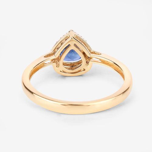 Bague de fiançailles en saphir bleu et diamant de 0,73 carat en or jaune 14K