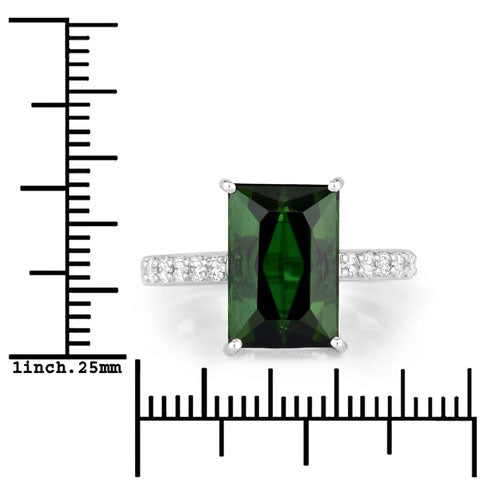 6.16 Carat Green Tourmaline & Diamond 14K White Gold Ring