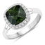 Bague de fiançailles en or blanc 14K avec tourmaline verte de 2,64 carats et diamants